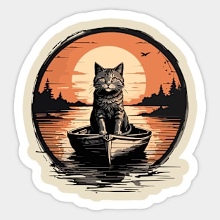 CAT ON A BOAT Sticker